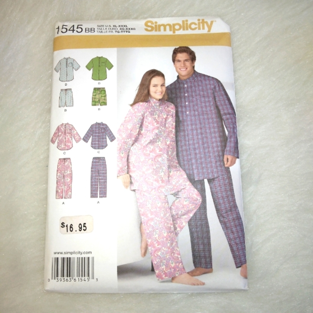 SIMPLICITY 1545 Women or Men's lounge pants, shorts and tops in size XL-…